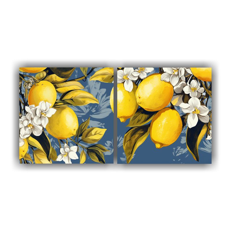 GENERICO - Cuadro Doble En Bastidor Dibujo Limonero En Amarillo Y Blanc 160x80cm