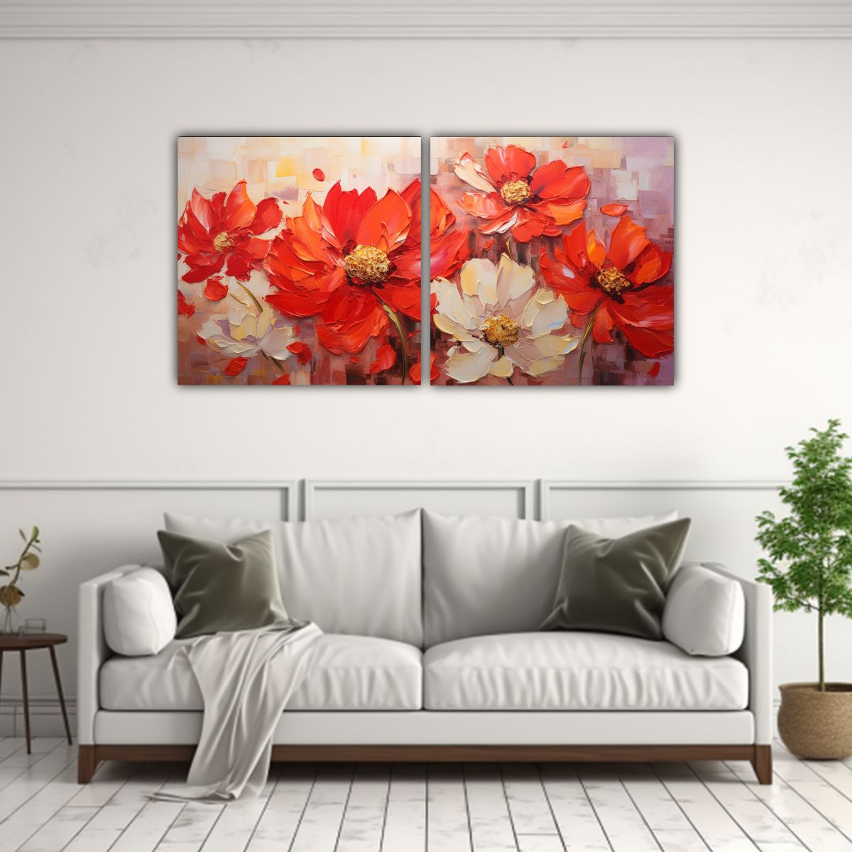 GENERICO - Cuadro Cuadro Refinado A Red Colors Pintura Sobre Lienzo Est 160x80cm