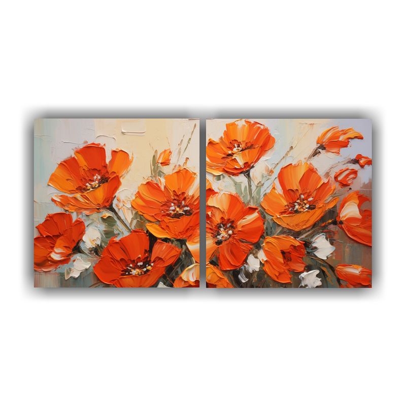 GENERICO - Cuadros Espectacular Visual De Flores En Colores Naranja En  160x80cm