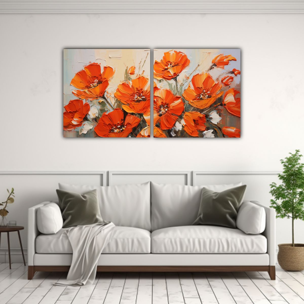 GENERICO - Cuadros Espectacular Visual De Flores En Colores Naranja En  160x80cm