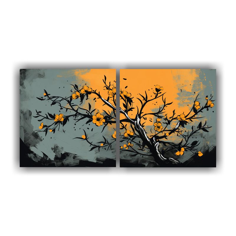 GENERICO - Arte De Pared Alta Calidad: Árbol Naranja En Colores Negros 160x80cm