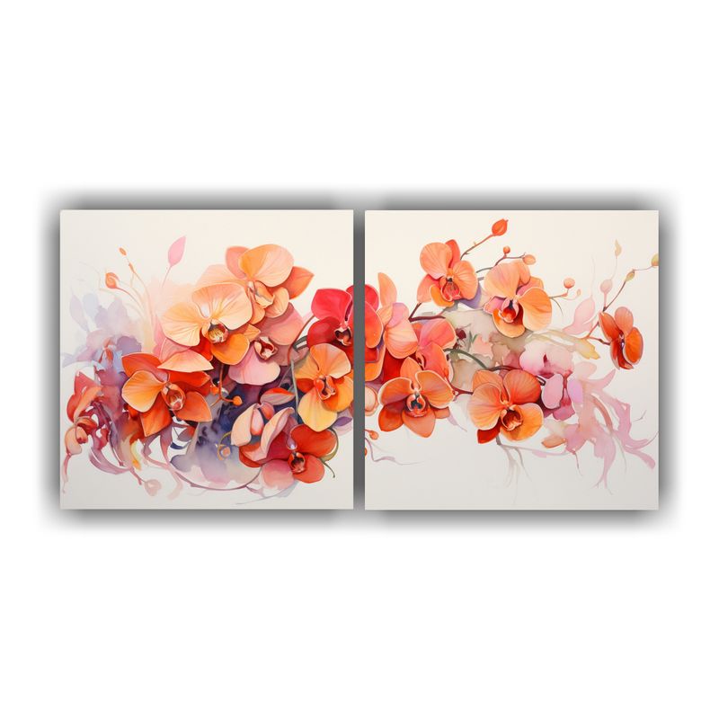 GENERICO - Lienzos De Tela Calidos Living A Orchids Flowers Red AND Ora 160x80cm