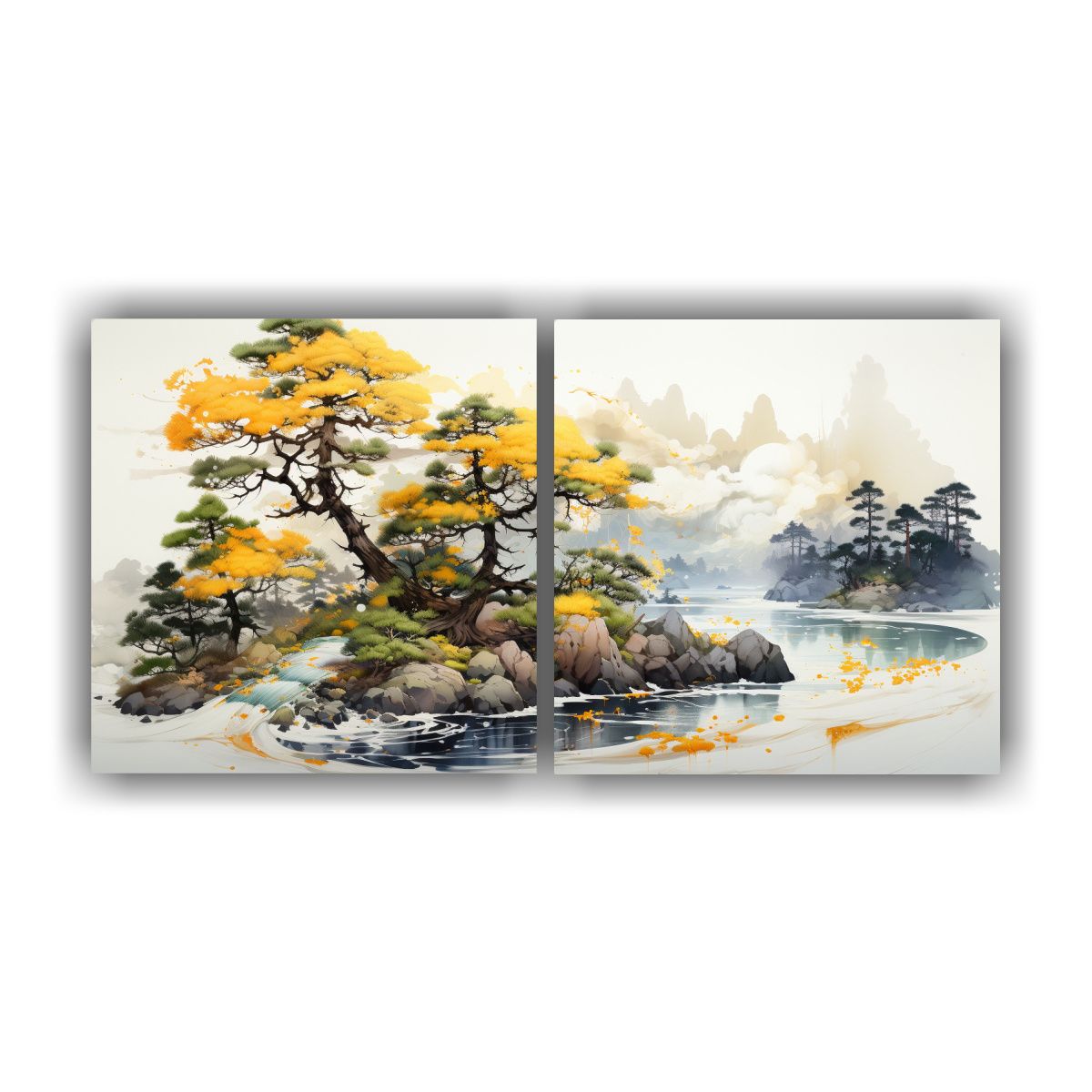 GENERICO - Díptico De Diseño Temático De Un Árbol De Bonsái De Pin 160x80cm