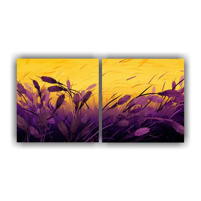 GENERICO - Pinturas Decorativas De Arroz En Amarillo Y Morado Con Atmó 160x80cm