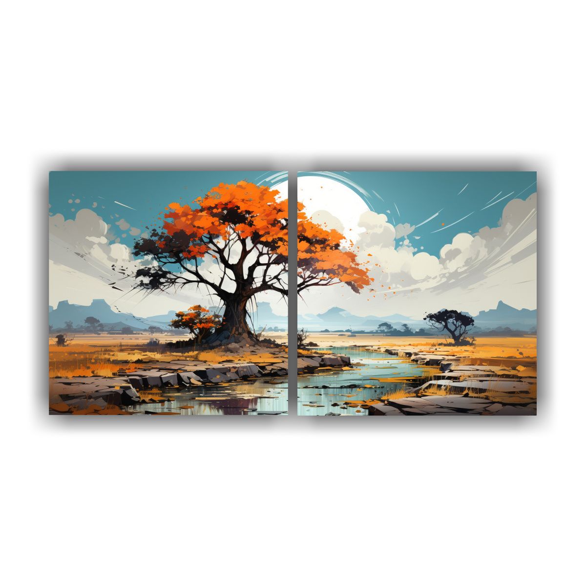 GENERICO - Pinturas Decorativas De Savanna Y Desert Tree En Colores Tur 160x80cm