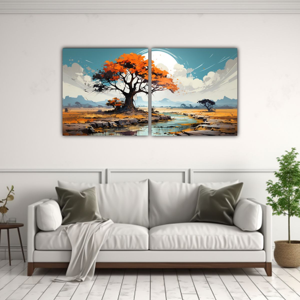 GENERICO - Pinturas Decorativas De Savanna Y Desert Tree En Colores Tur 160x80cm