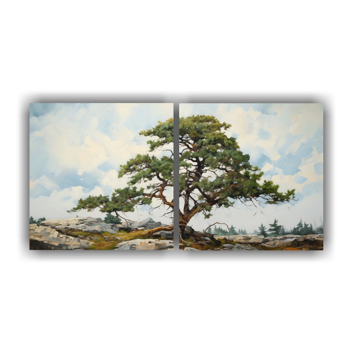 GENERICO - Pintura Abstracta De Un Pino Escocés En óleo Detallado De  160x80cm