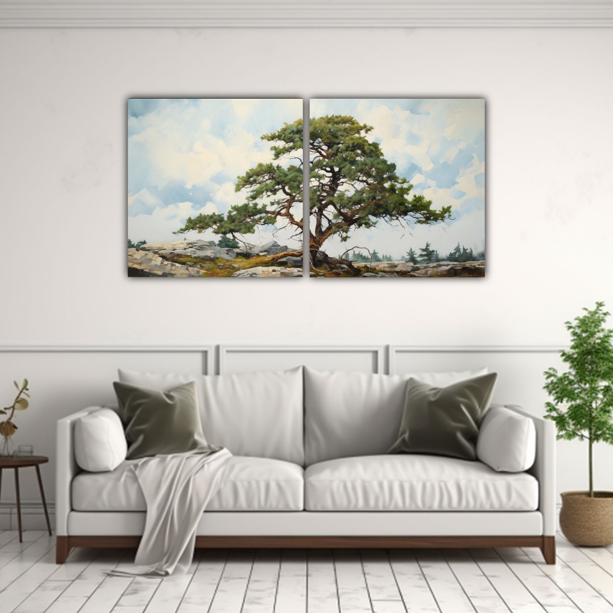 GENERICO - Pintura Abstracta De Un Pino Escocés En óleo Detallado De  160x80cm