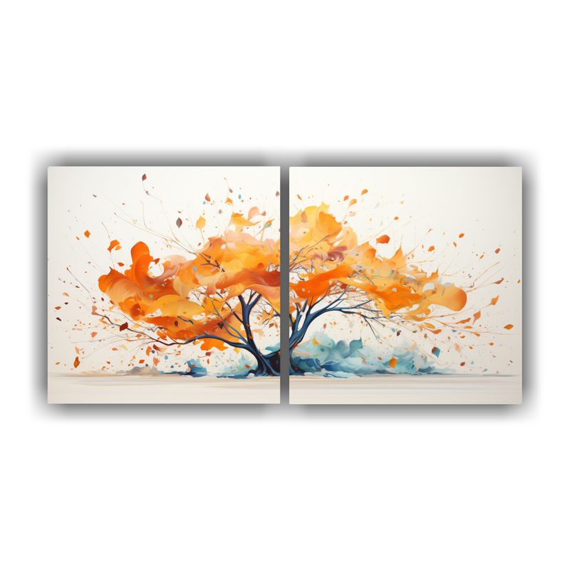 GENERICO - Cuadro Abstracto De árbol Tropical En Colores Naranjas, Dos 160x80cm
