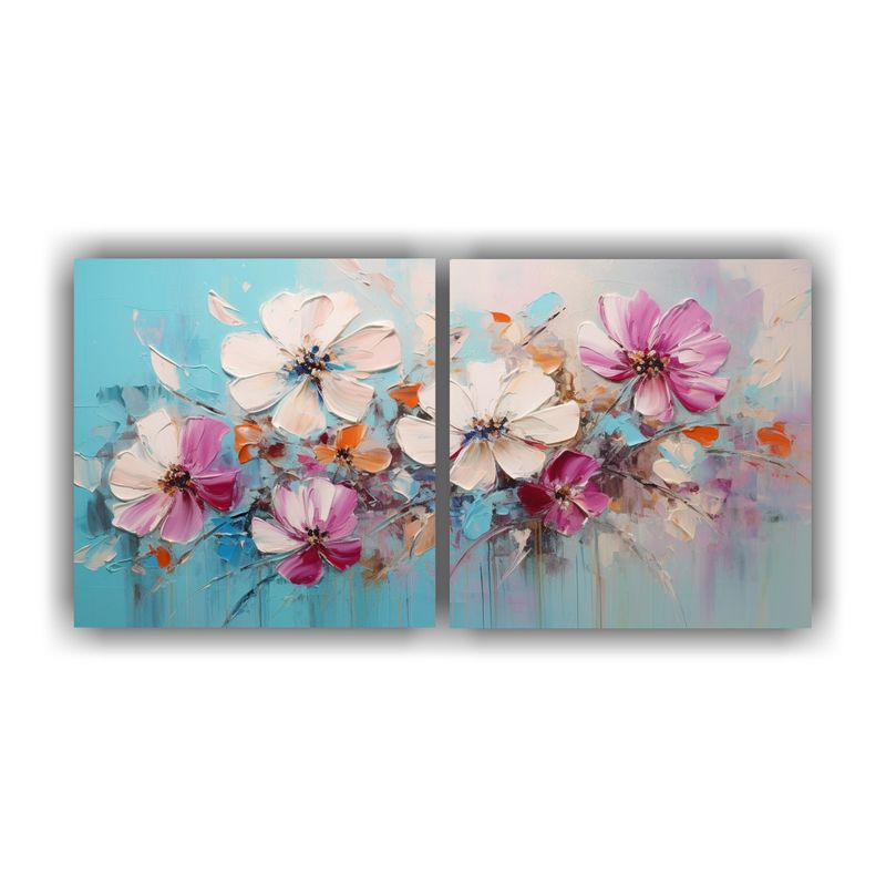 GENERICO - Pintura En Lienzo Set 2 Artes Hogar Deco A Colores Turquesa  160x80cm