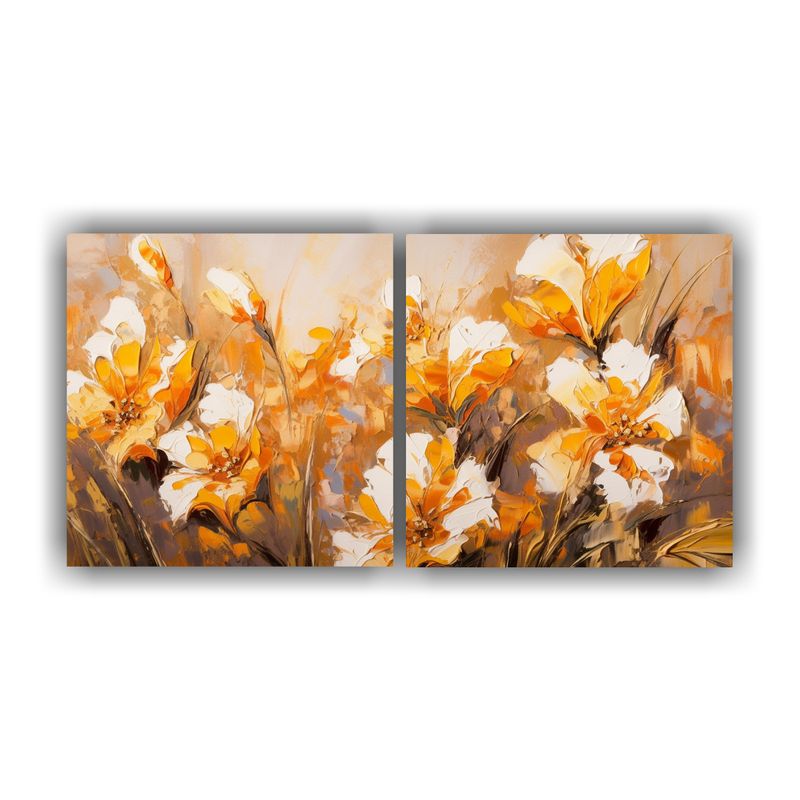 GENERICO - Pintura En Tela De Flores Clásicas En Colores Dorados 160x80cm