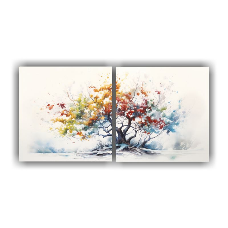 GENERICO - Pintura Abstracta Moderna De árbol De Acebo Con Colores Bla 160x80cm