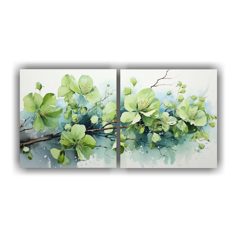 GENERICO - Pinturas Abstractas De Flores De Tilo En Colores Verdes Para 160x80cm