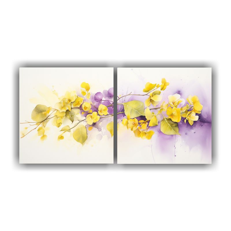 GENERICO - Pintura Abstracta Amarilla Y Morada Con Movimiento Elegante  160x80cm