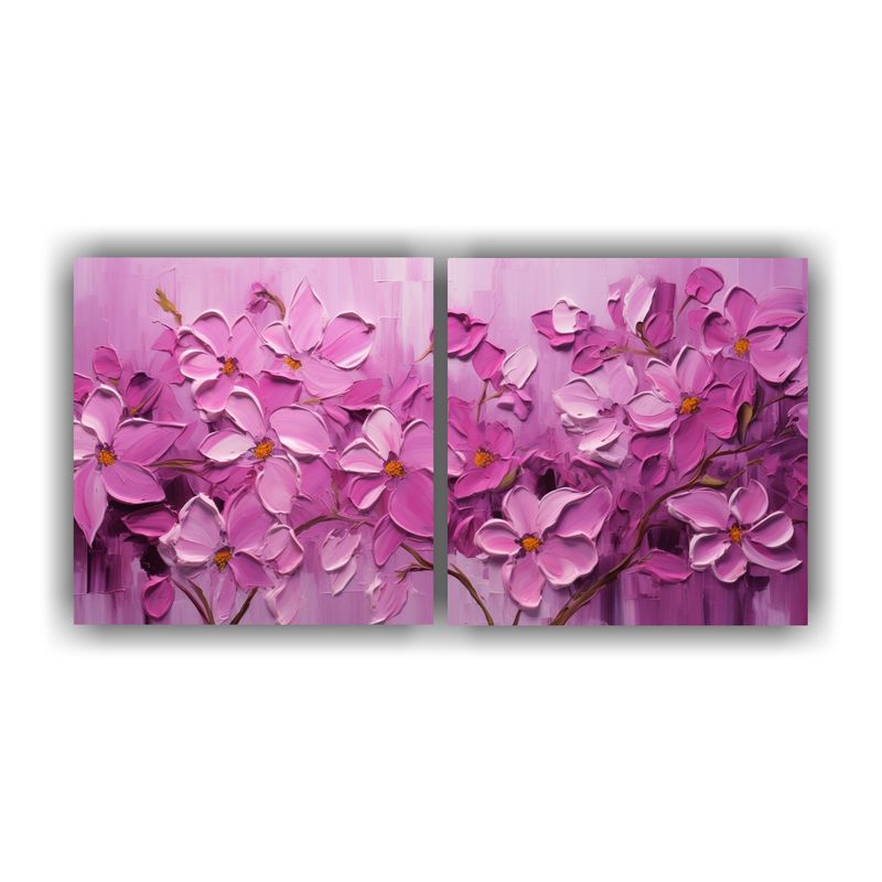 GENERICO - Díptico Colores Para Sala: Pintura De Flores En Lienzo Esti 160x80cm
