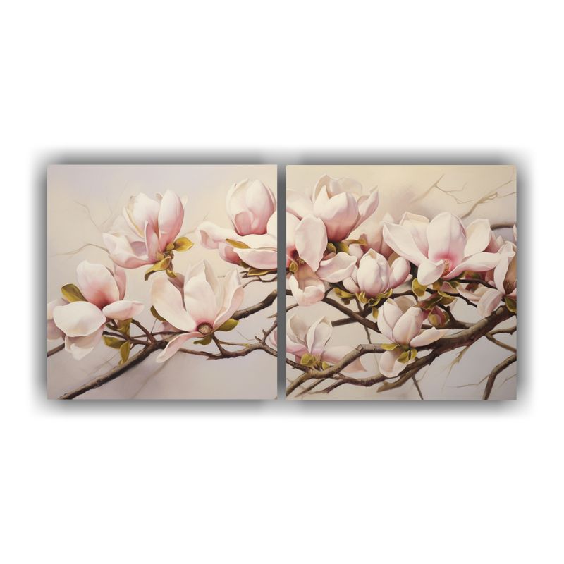 GENERICO - Cuadros Hermoso Para Cocina Magnolias Flores Pintura Abstrac 160x80cm