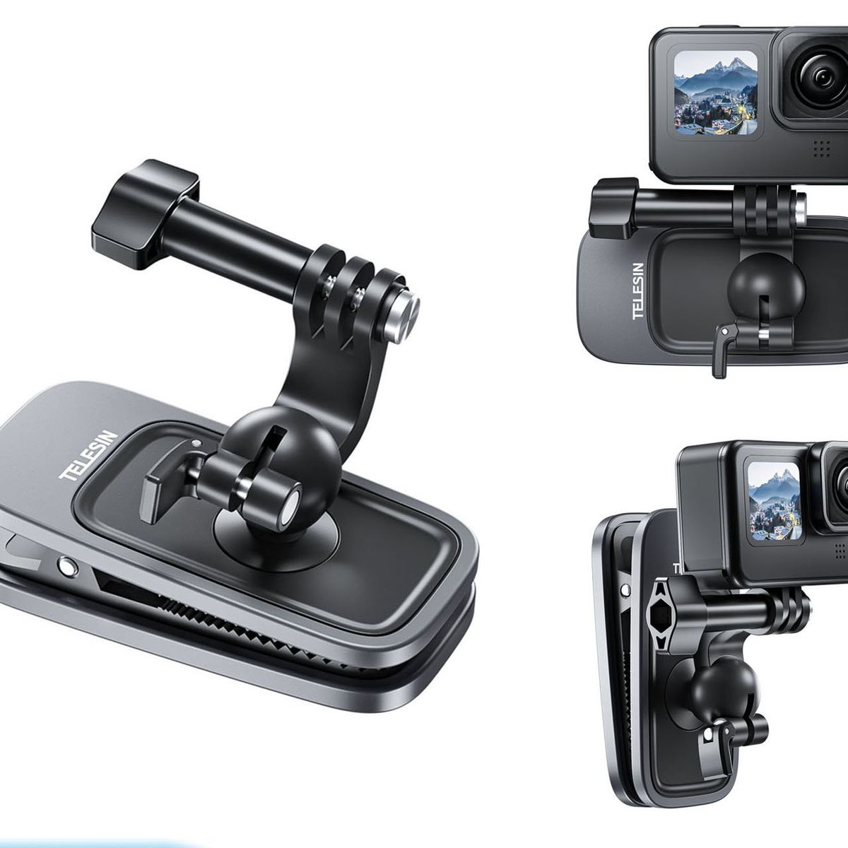 TELESIN - Clip De Mochila magnetico Rotatorio 360° Para Cámaras Gopro Y Otras