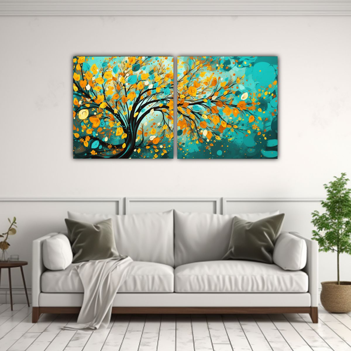 GENERICO - Pinturas Decorativas De Acuarela En Bastidor Con Dos Telas:  160x80cm