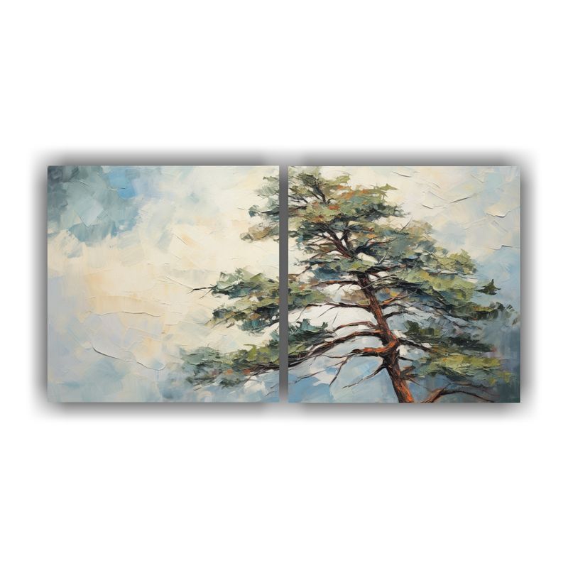 GENERICO - Conjunto De 2 Cuadros De Lienzo Rectangular Con Un árbol De 160x80cm