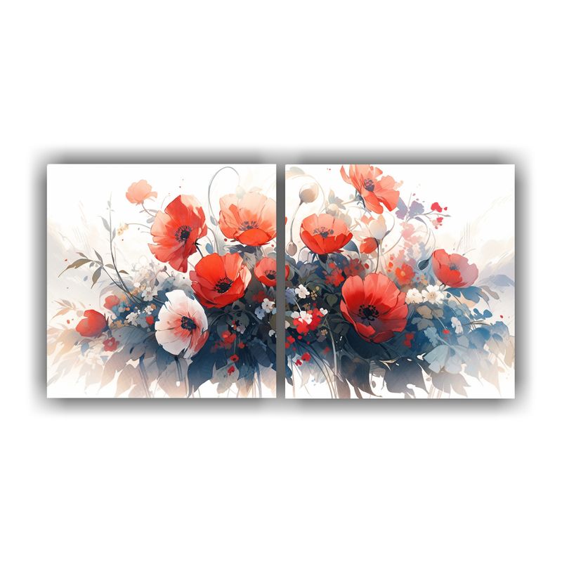 GENERICO - Pintura Acuarela Abstracta Flores Vibrantes 160x80cm