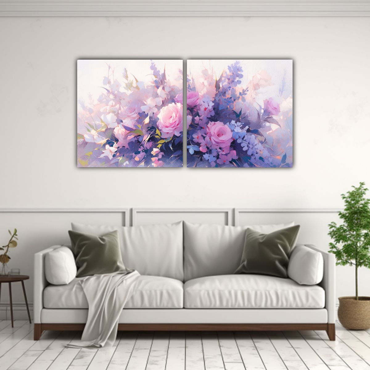 GENERICO - Pintura En Lienzo De Flores En Colores Morados Y Rosados Que 160x80cm