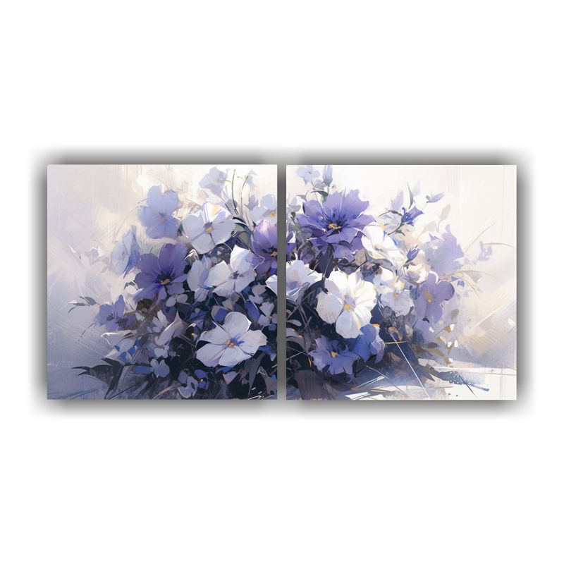 GENERICO - Arte Floral En Lienzo: Diseño Cálido Con Púrpura Y Plata 160x80cm