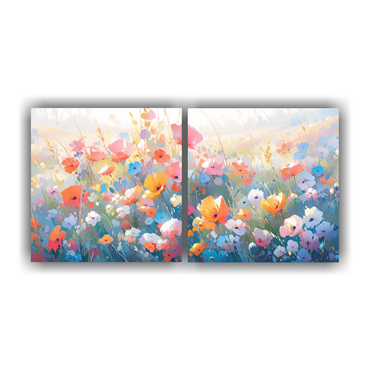 GENERICO - Dos Telas En Bastidor Composicion Luminosa Pintura A Rainbow 160x80cm