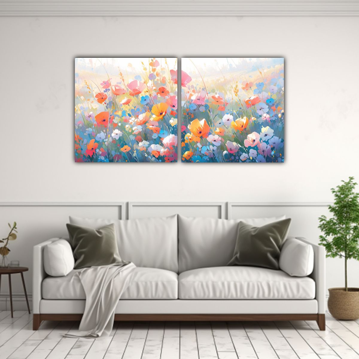 GENERICO - Dos Telas En Bastidor Composicion Luminosa Pintura A Rainbow 160x80cm