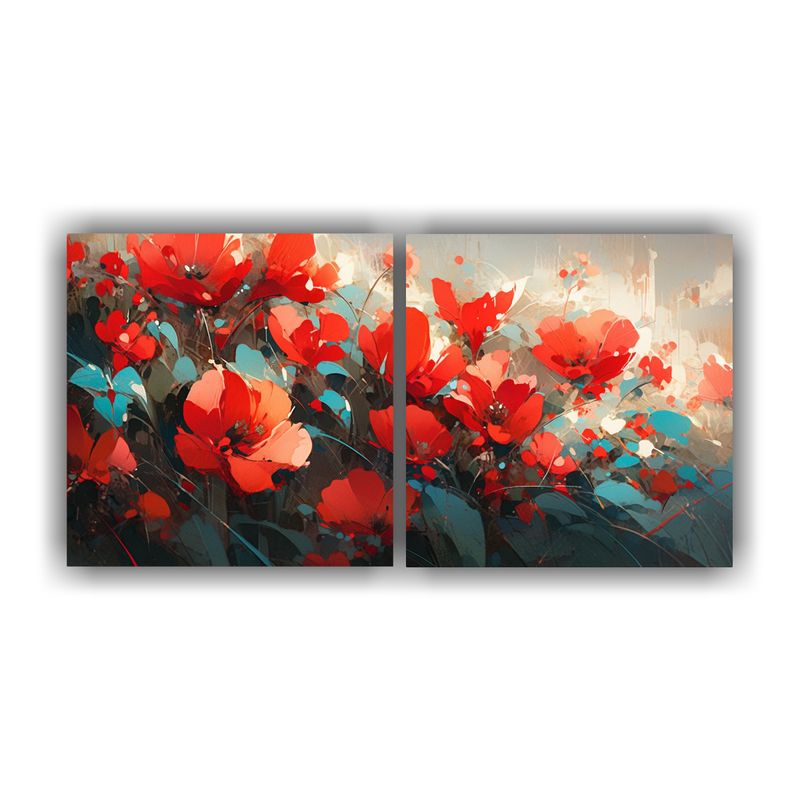 GENERICO - Pintura De Flores En Lienzo Expresión Estética En Rojo Y T 160x80cm