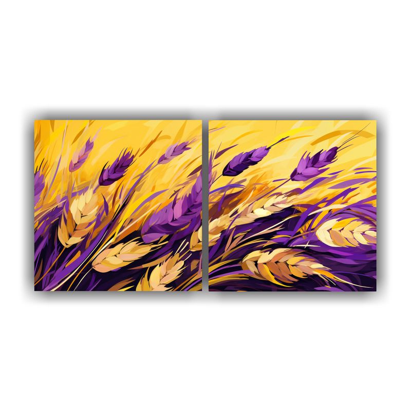 GENERICO - Artes De Pared Calidos Con Granos De Arroz En Amarillo Y Mor 160x80cm