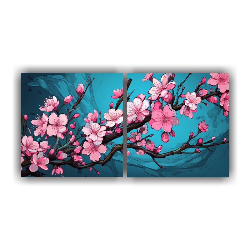 GENERICO - Cuadros Hermoso Estetico De Un Árbol Melocotón En Turquesa 160x80cm