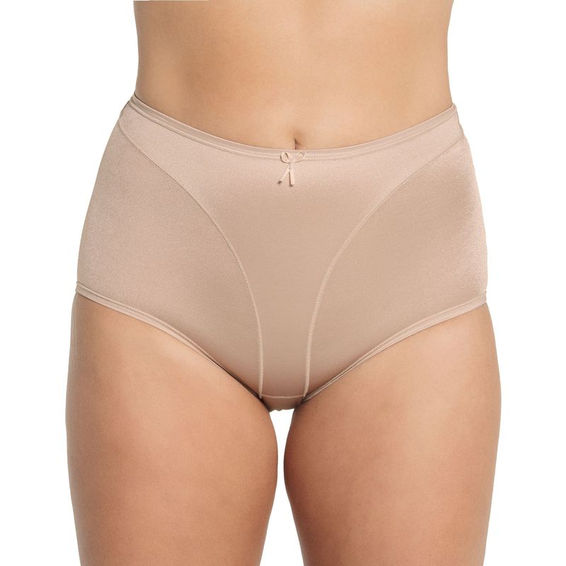 LEONISA - Calzón clásico tiro alto de control de abdomen 01214 Beige.-