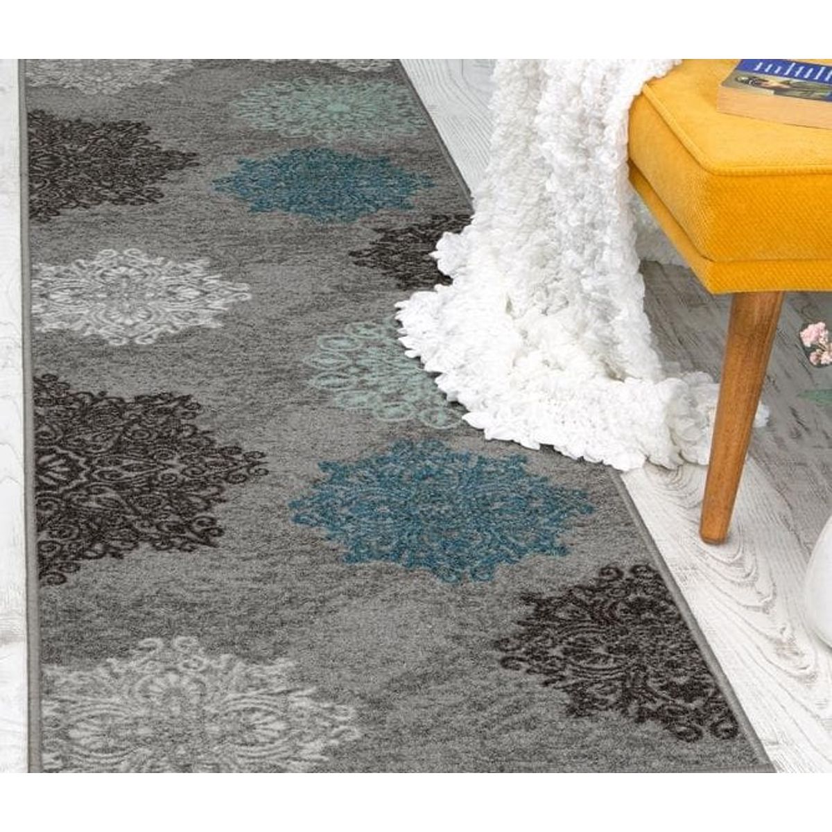 MROTTO - Alfombra Pasillo Gris 70 cm x 2 metros ANTIDESLIZANTE Sin Overlock