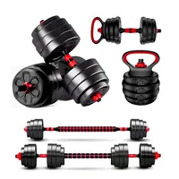 Set Mancuernas 20 Kg Barra Kettlebell 3 En 1 Rojo - Rojo