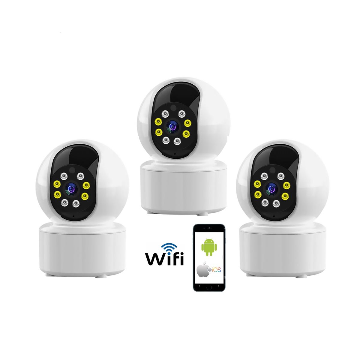 VIPA - Pack 3 Cámaras Seguridad Robótica Interior IP R55