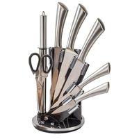 Juego de cuchillos con base 8 piezas acero inoxidable moderno