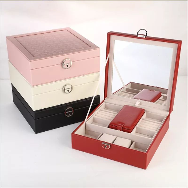 GENERICO - Joyero Caja Para Joyas Con Espejo Tipo Maleta Organizador