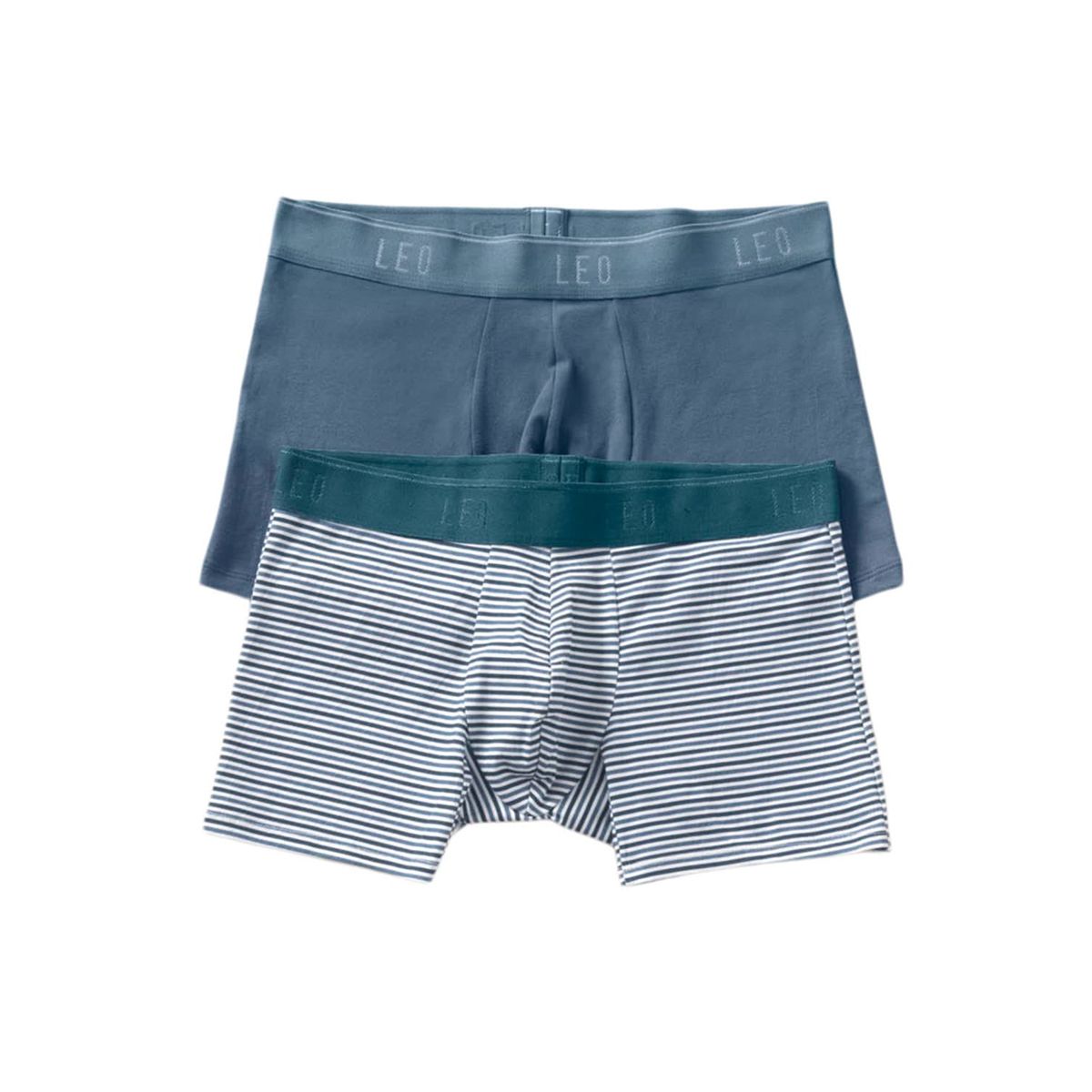 LEO - Pack x2 bóxers cortos en algodón elástico 33212X2 Azul / Rayas