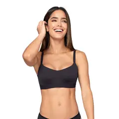 LEONISA - Sostén tipo top ultraliviano con copas internas fijas 71346 Negro