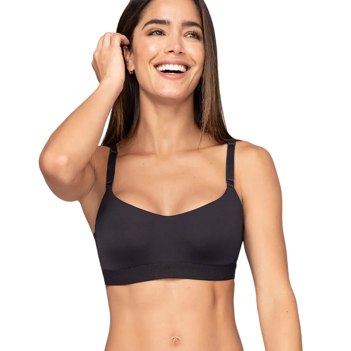 LEONISA - Sostén tipo top ultraliviano con copas internas fijas 71346 Negro