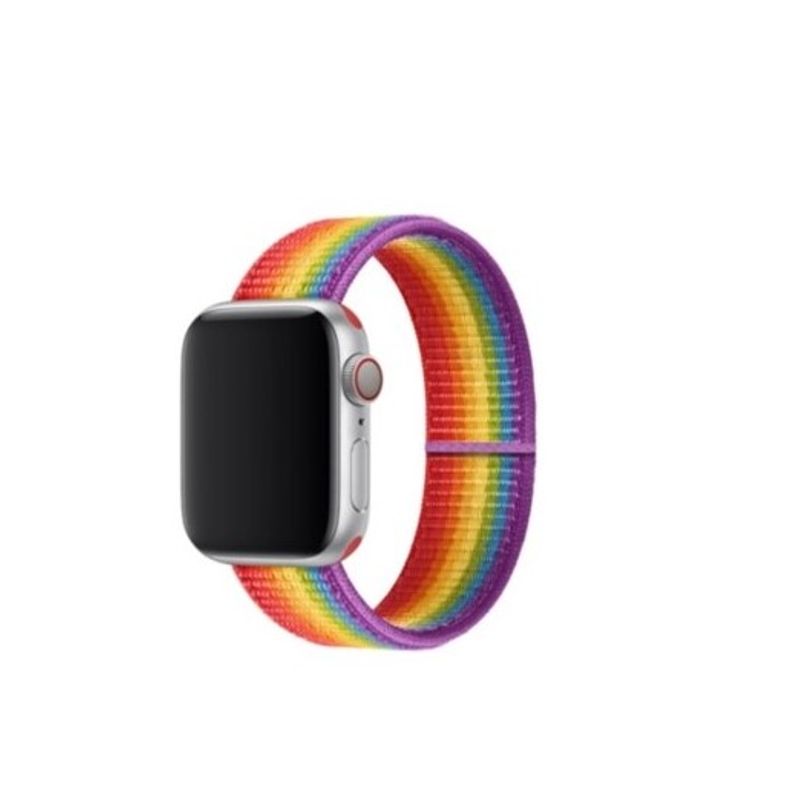 GENERICO - Correa Banda De Nylon Iwatch Applewatch Arcoiris 42-44-45MM