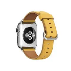 GENERICO - Correa Banda Cuero Iwatch Applewatch Mostaza 42-44-45MM