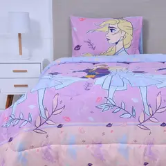 MASHINI - Plumón Cubrecama Infantil Reversible 1.5 Plazas Frozen Happiness