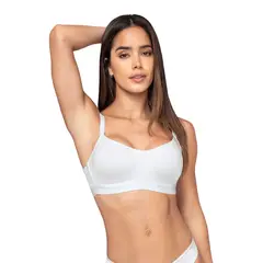 LEONISA - Sostén tipo top ultraliviano con copas internas fijas 71346 Blanco