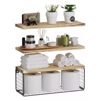 Repisas Flotantes De Madera Modernas X3 Con Reja 100% Pino