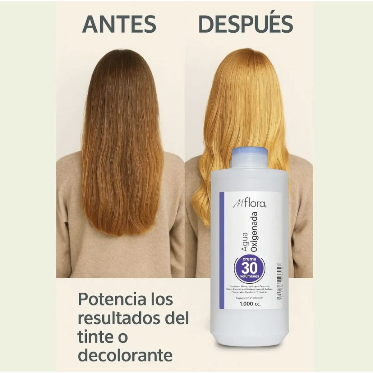 MFLORA - Agua oxigenada En Crema  Agua 1000ML Mflora Vol30%
