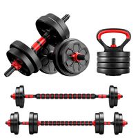 Set Mancuernas 15 Kg Convertible A Barra Kettlebell 3 En 1