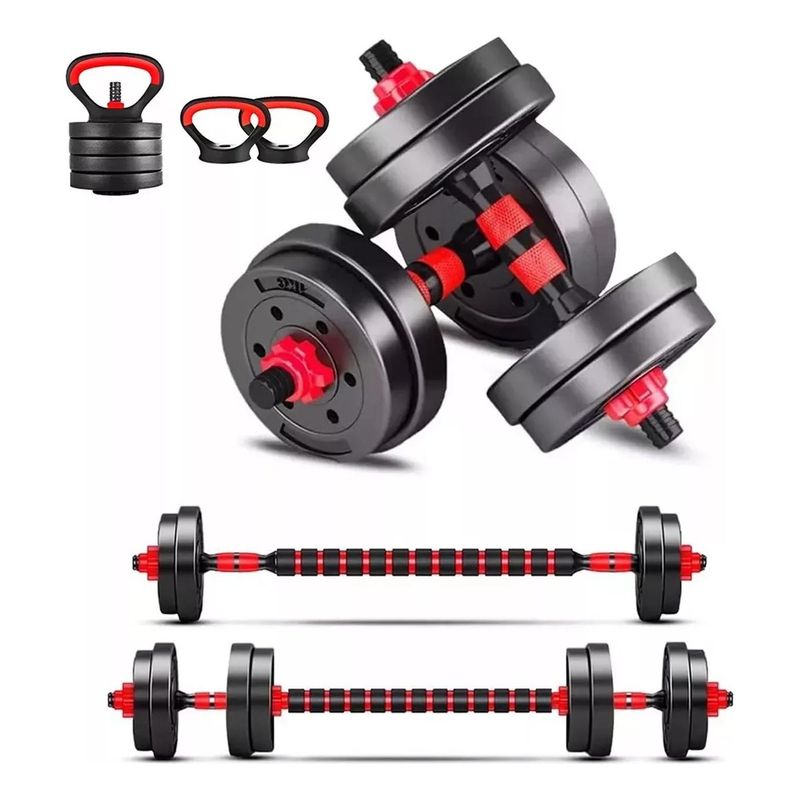 YEP S - Set Mancuernas 15 Kg Convertible A Barra Kettlebell 3 En 1
