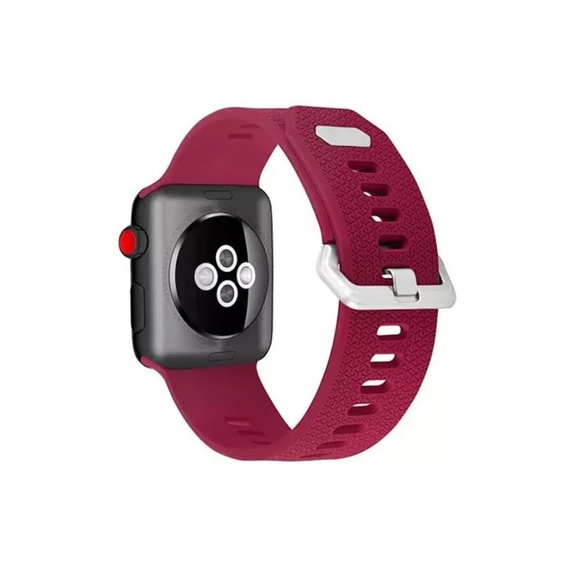 GENERICO - Correa De Silicona Iwatch Applewatch Vinotinto 42-44-45MM-L