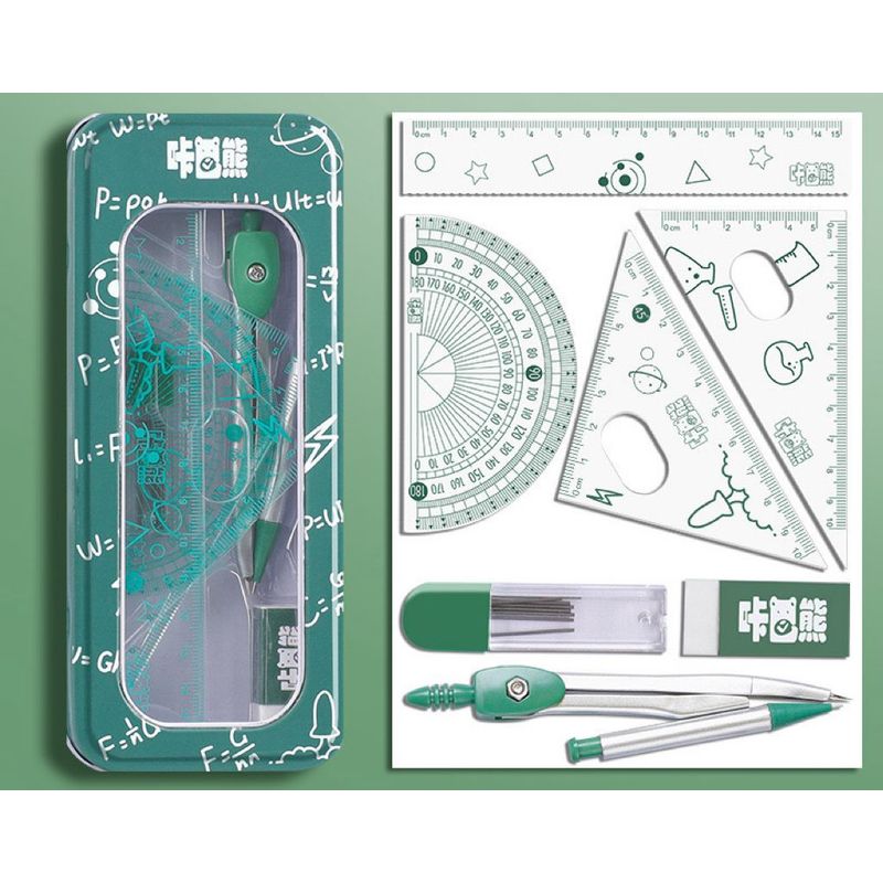 GENERICO - Juego De Reglas Triangulares Multitools Compass Verde